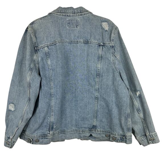 Old Navy Jean Jacket Womens XXL Destroyed Denim Distressed Light Wash - Picture 2 of 10